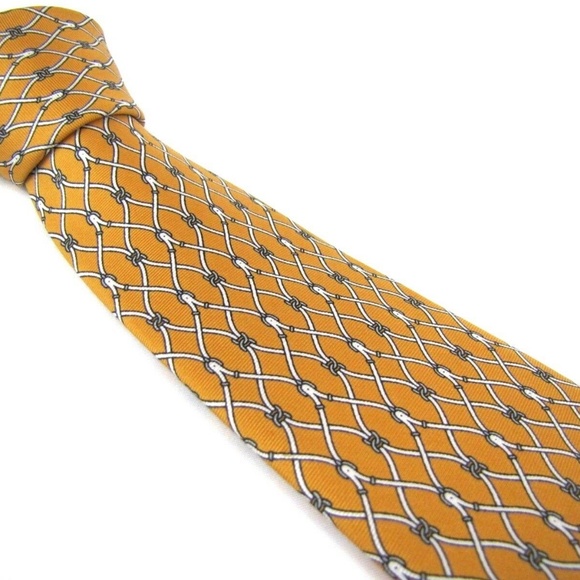 GUCCI Tie 3.2" GG Equestrian Mustard Yellow - Picture 2 of 7